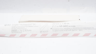 BD 382537 Insyte Autoguard BC Shielded I.V. Cath. 20GA x 1.88inch 54ml / min